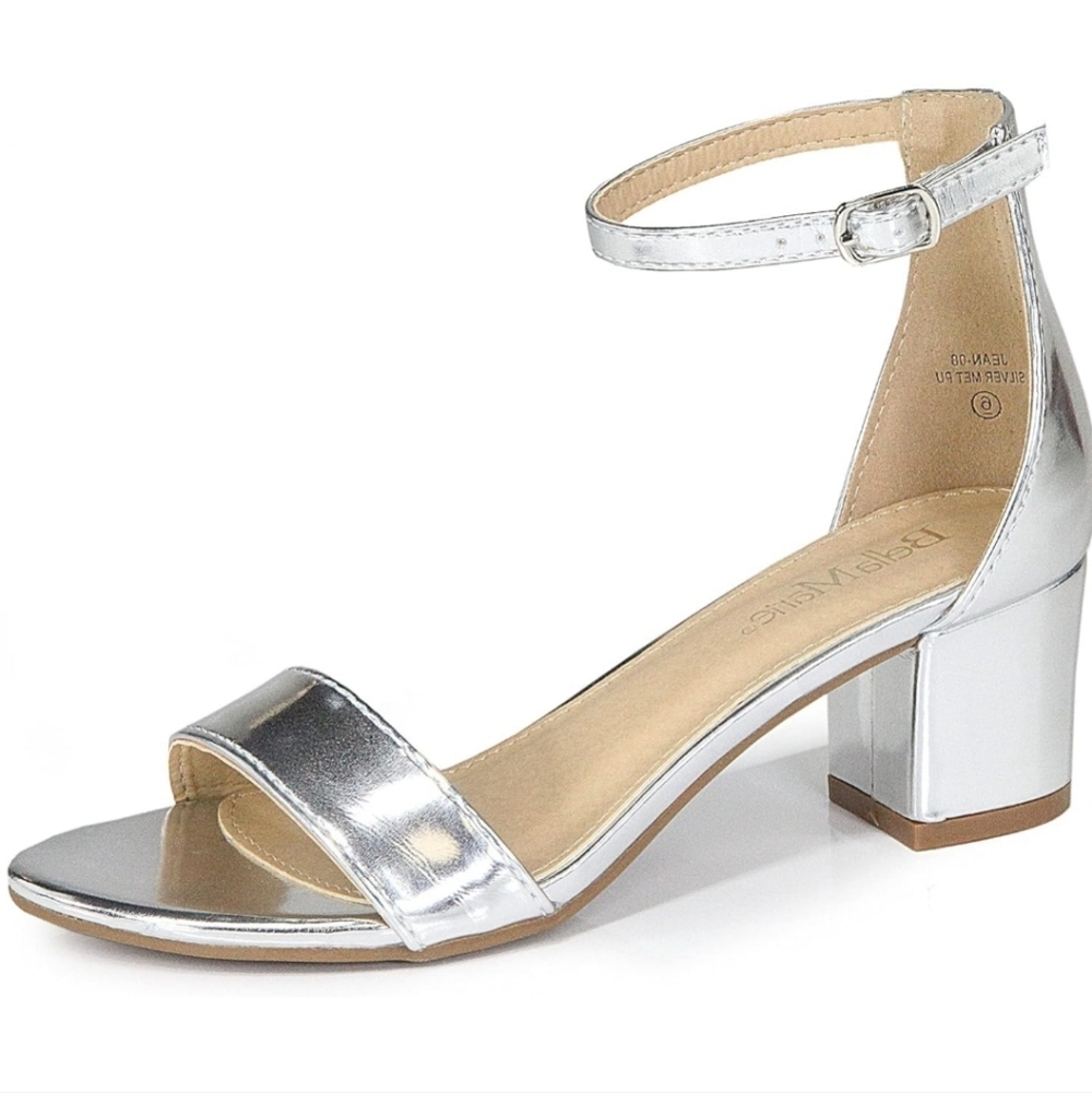 Bella Marie Jean Strappy Open Toe Block Heel Sandals Size 7.5